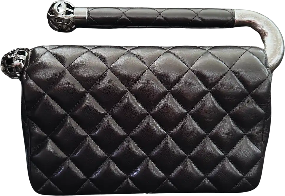 Chanel Chanel Around The World Evening Clutch lambskin black full set / as good as new Zwart