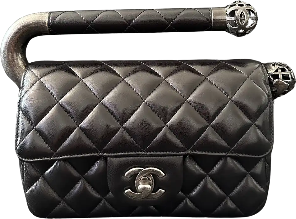 Chanel Chanel Around The World Evening Clutch lambskin black full set / as good as new Zwart