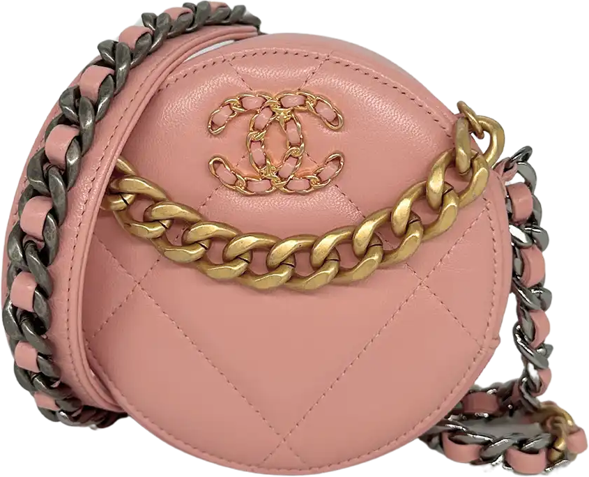 Chanel Chanel 19 Round Clutch Chain Shoulder Bag light Pink / mint condition Roze