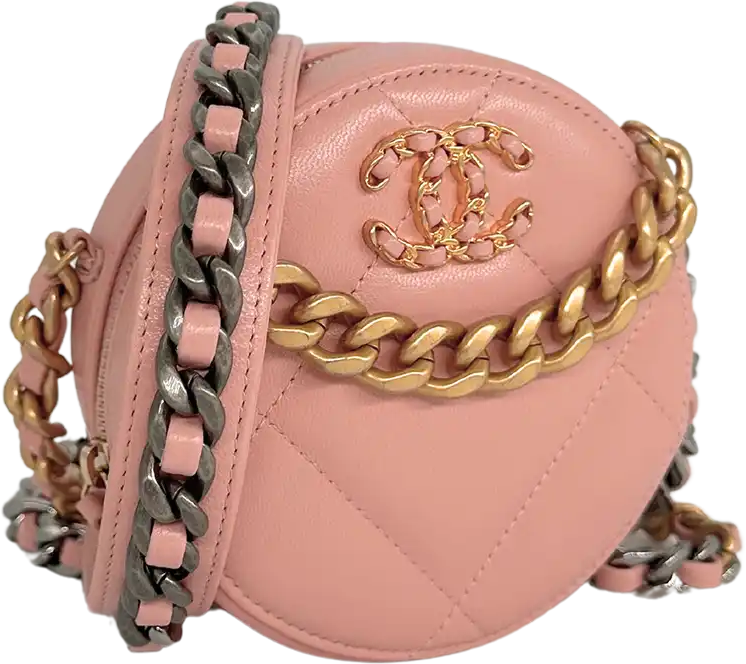 Chanel Chanel 19 Round Clutch Chain Shoulder Bag light Pink / mint condition Roze