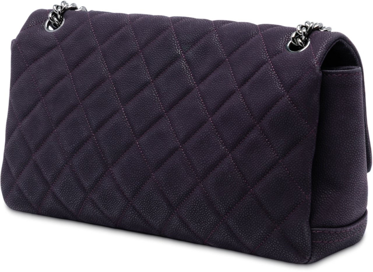 Chanel Matte Quilted Caviar Leather Lady Pearly Flap Paars