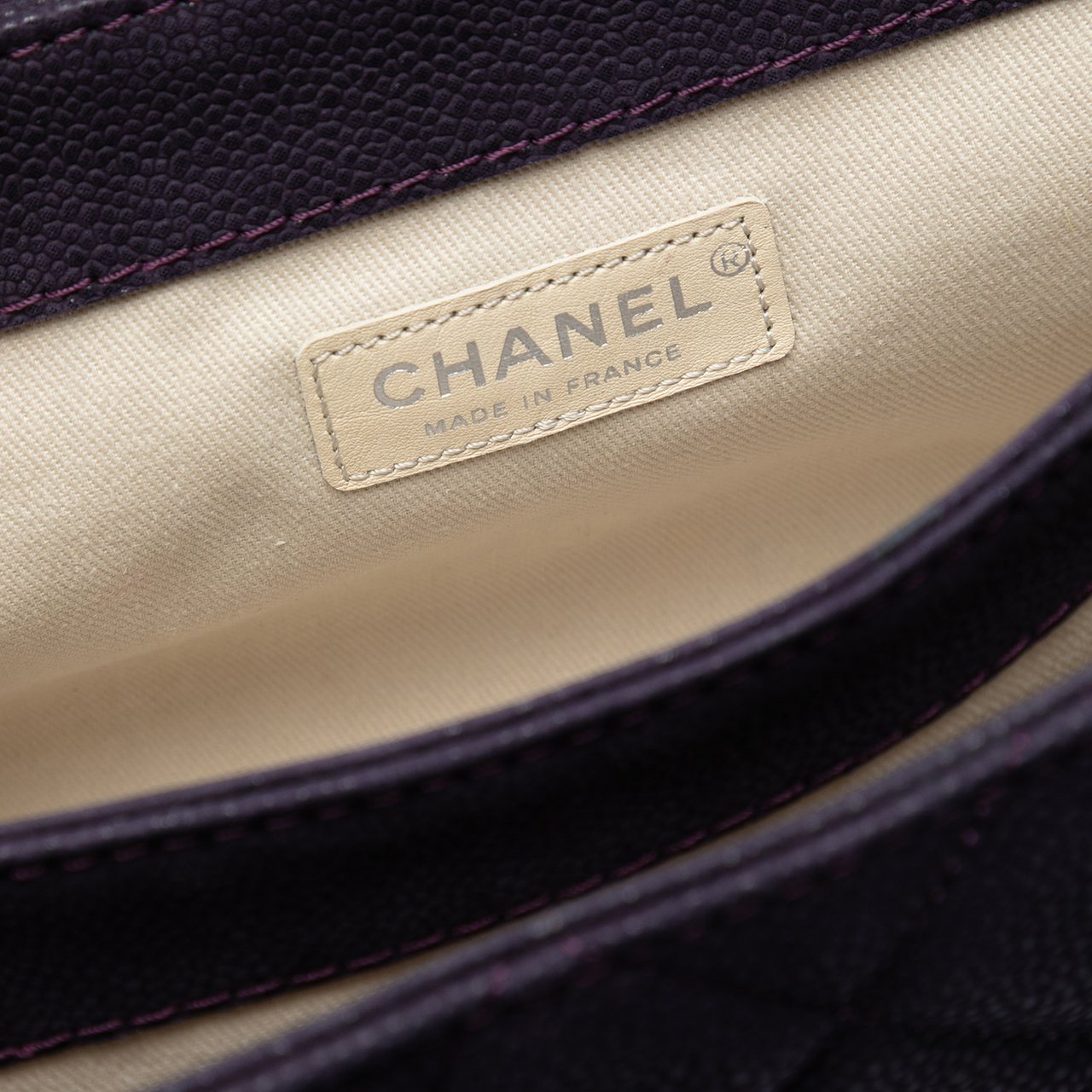 Chanel Matte Quilted Caviar Leather Lady Pearly Flap Paars