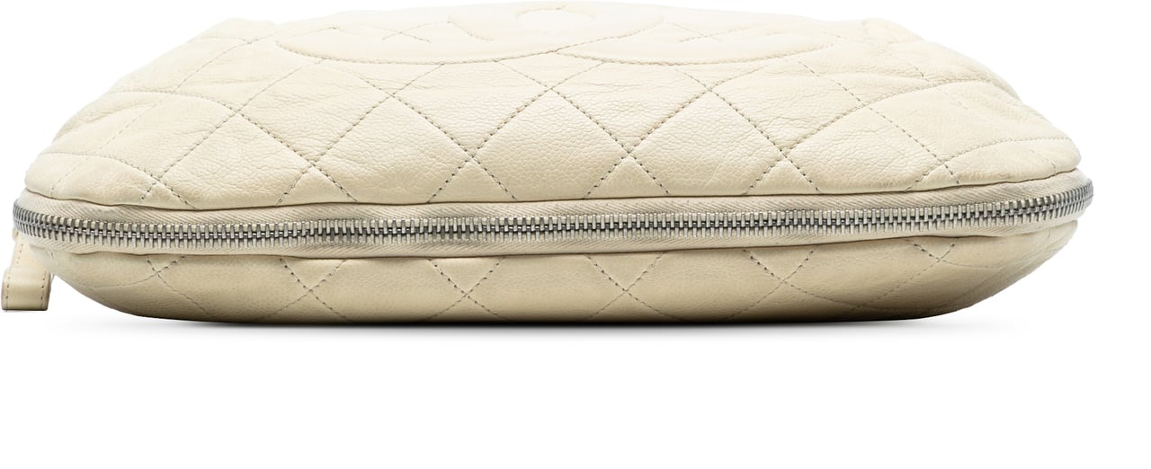 Chanel CC Quilted Caviar Expandable Tote Wit