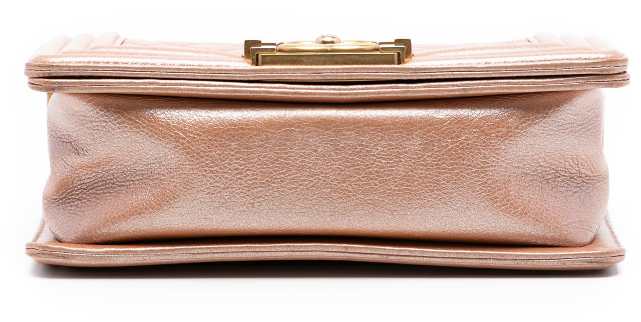 Chanel Small Quilted Metallic Calfskin Boy Flap Oranje