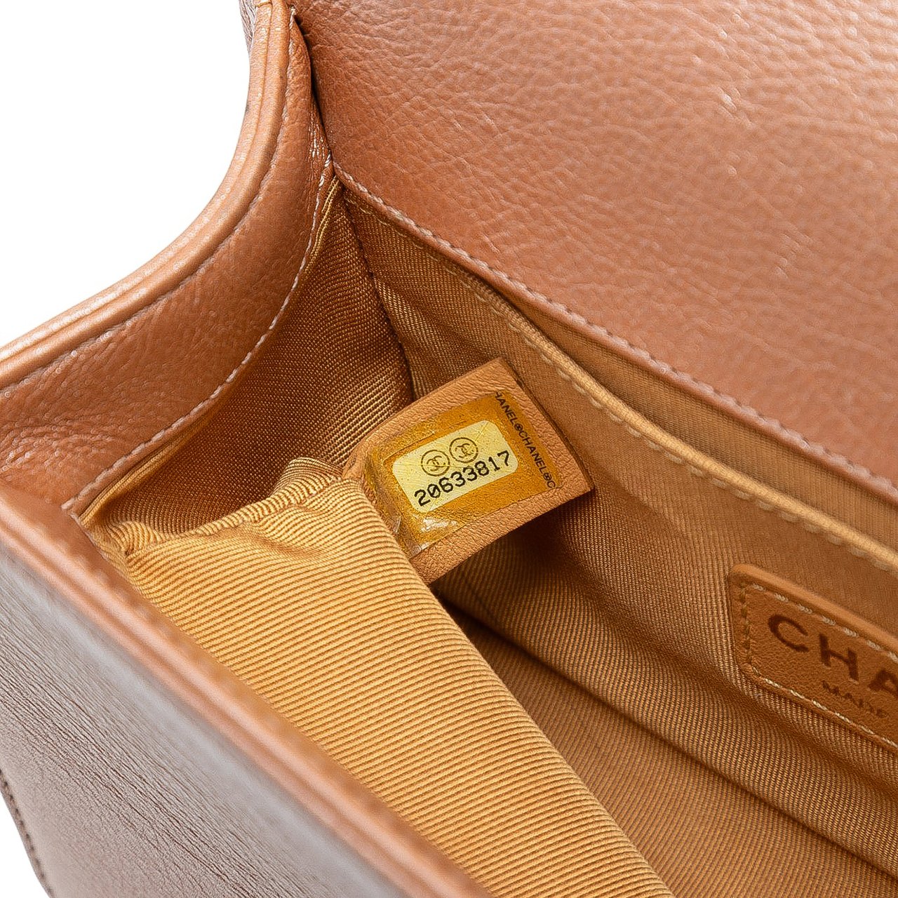 Chanel Small Quilted Metallic Calfskin Boy Flap Oranje