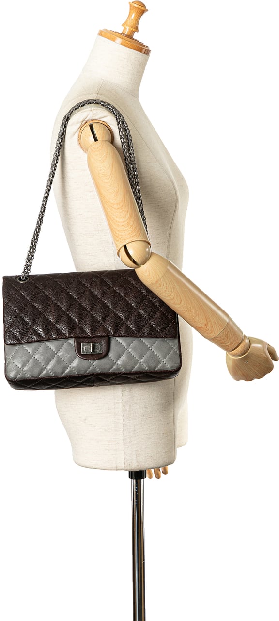 Chanel Caviar and Iridescent Calfskin Reissue 2.55 Double Flap 226 Bruin