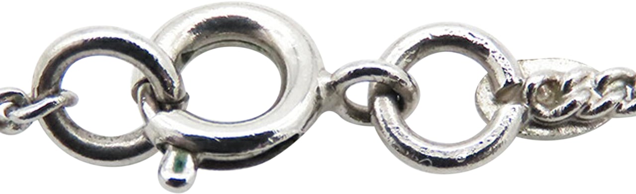 Chanel CC Silver Plated Enamel Heart and Clover Charm Pendant Necklace Zilver