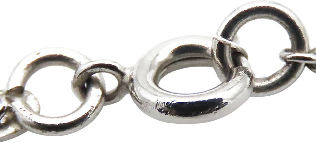 Chanel CC Silver Plated Enamel Heart and Clover Charm Pendant Necklace Zilver