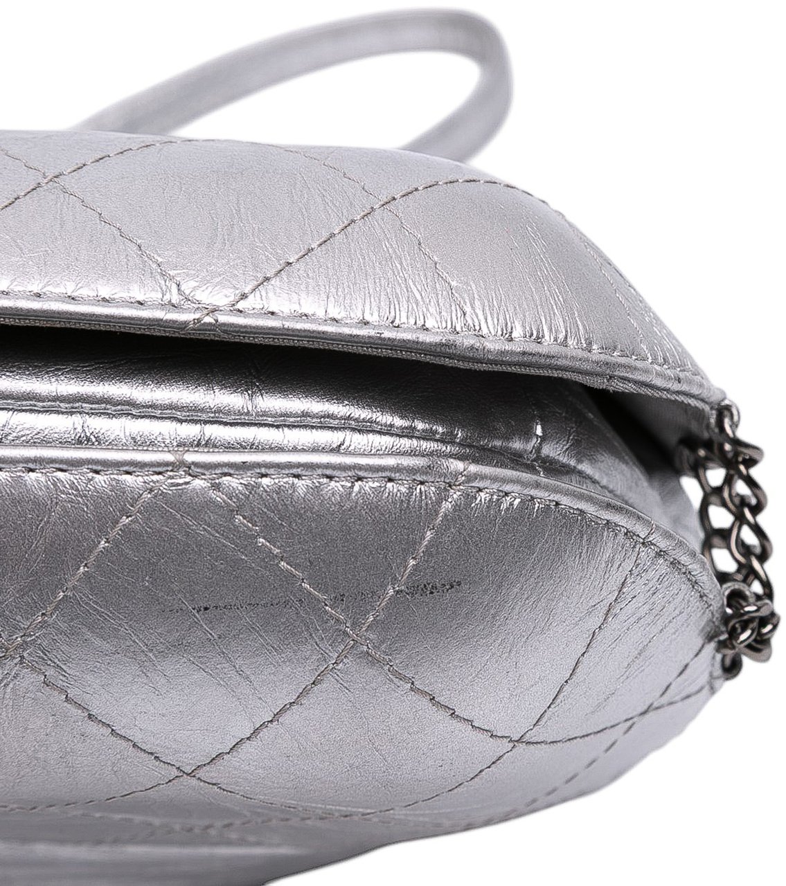 Chanel Small Quilted Metallic Aged Calfskin Gabrielle Bucket Bag Zilver