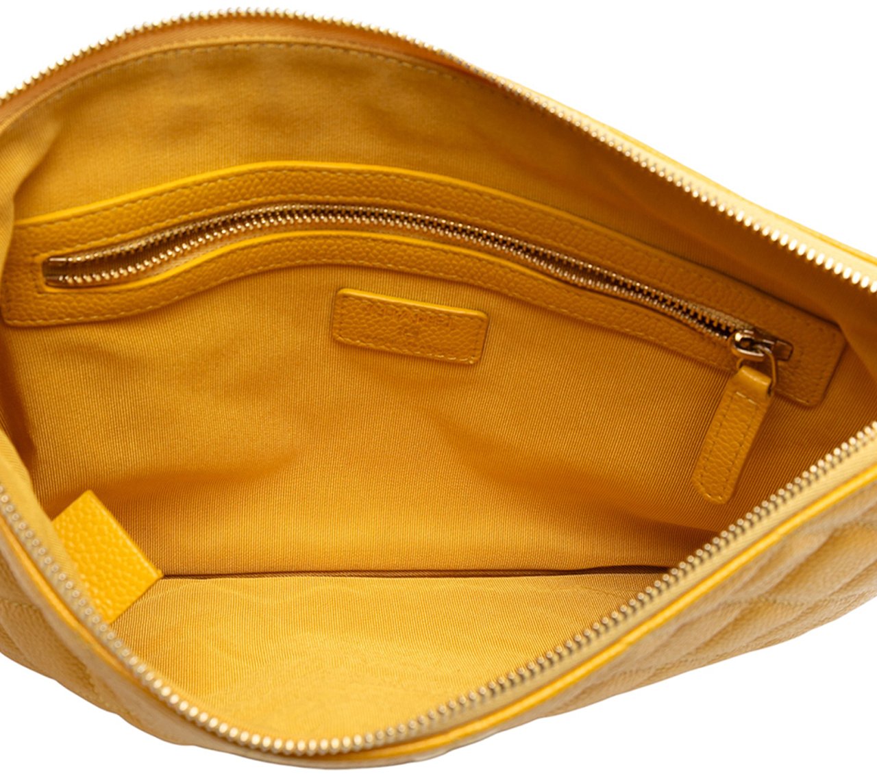 Chanel Medium Quilted Caviar O Case Clutch Geel