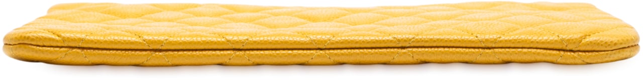 Chanel Medium Quilted Caviar O Case Clutch Geel