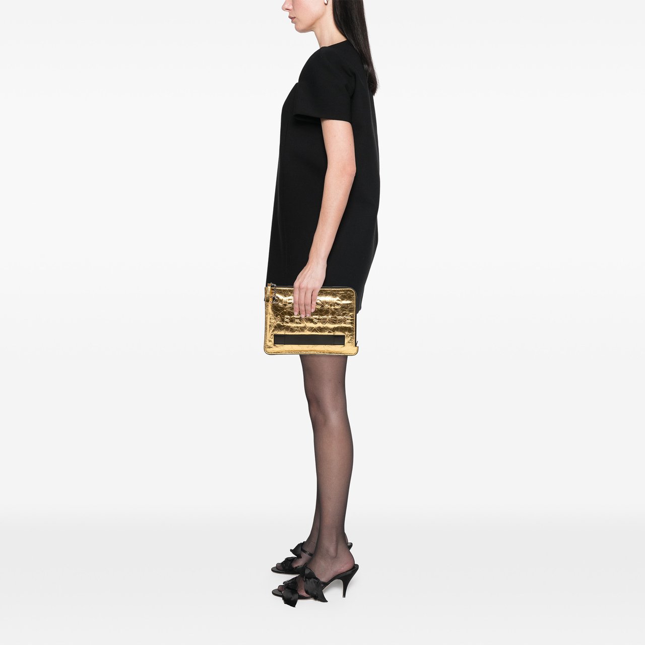 Chanel Metallic Lambskin Je Ne Suis Pas En Solde Clutch Goud