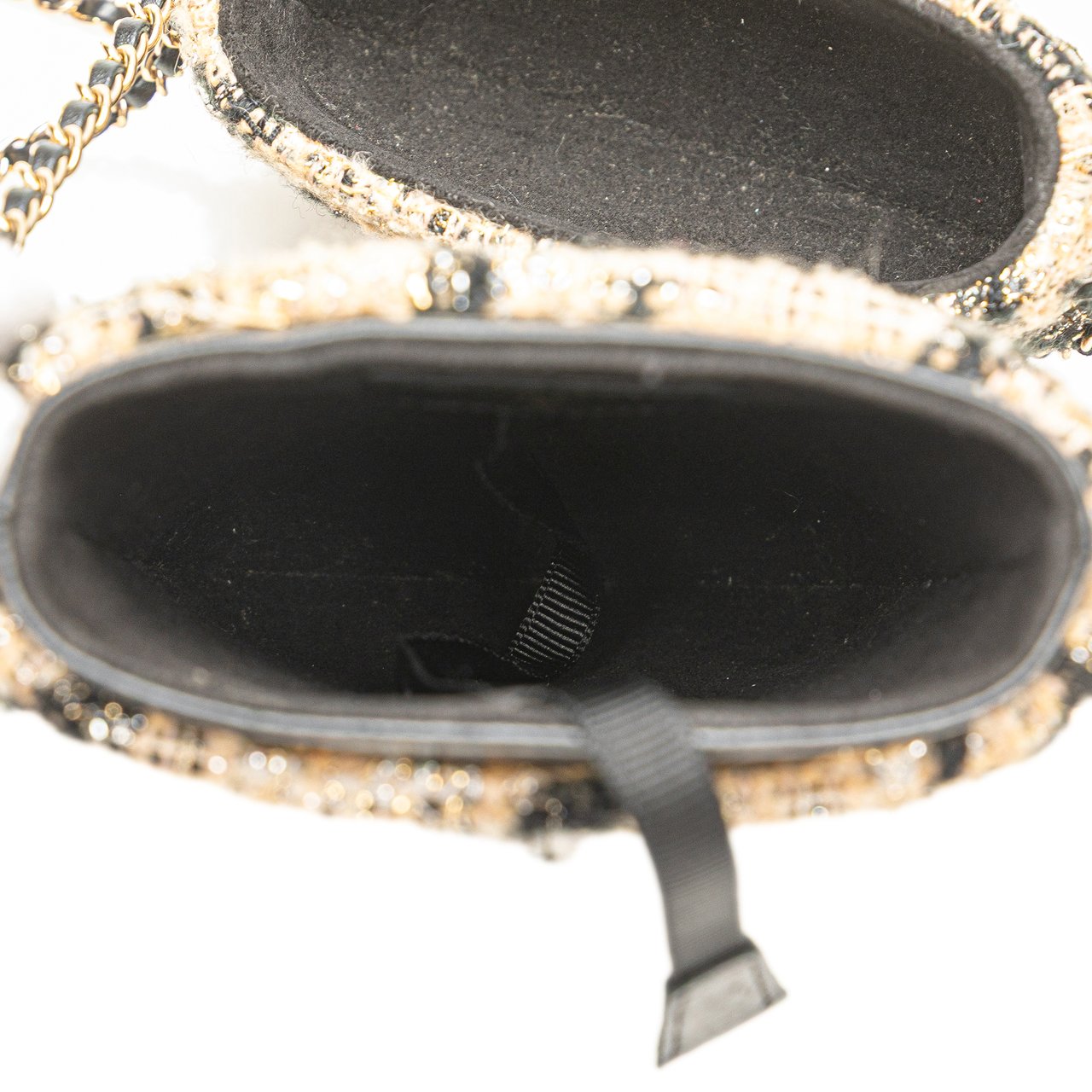 Chanel Tweed Chain Around Phone Holder Bruin