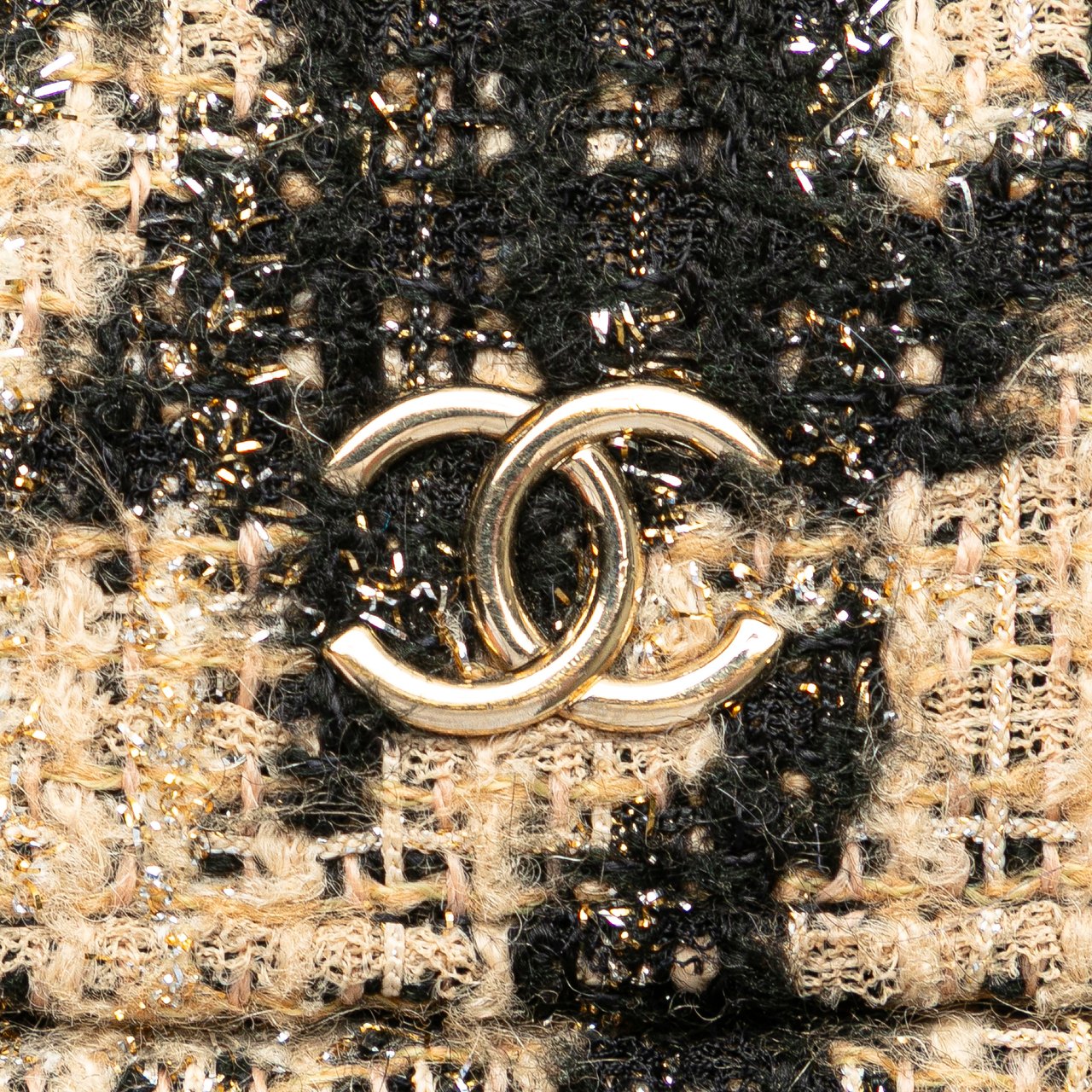 Chanel Tweed Chain Around Phone Holder Bruin