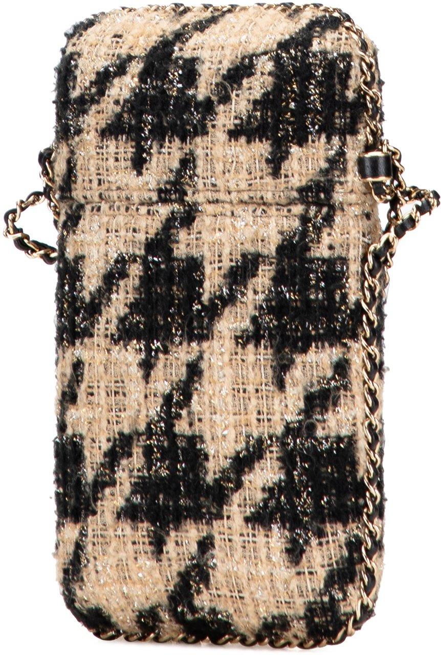 Chanel Tweed Chain Around Phone Holder Bruin