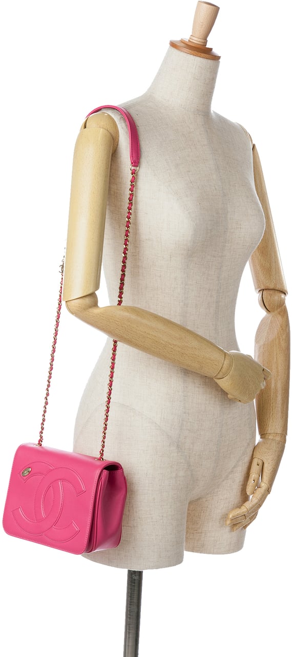 Chanel Lambskin CC Mania Flap Roze