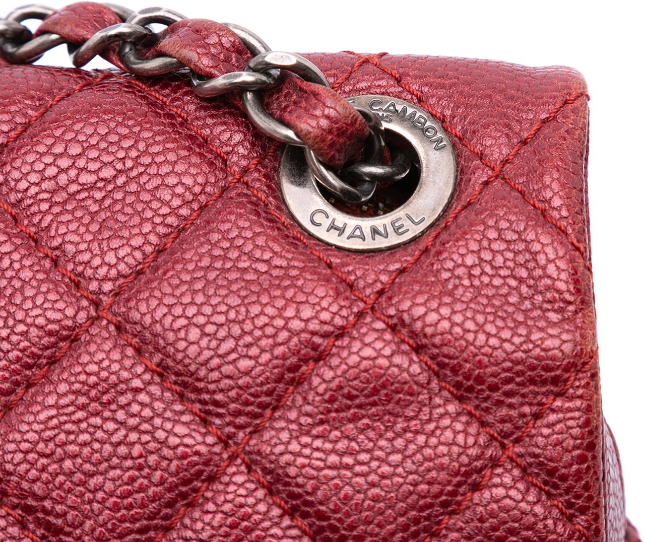 Chanel Medium Quilted Caviar Easy Flap Rood
