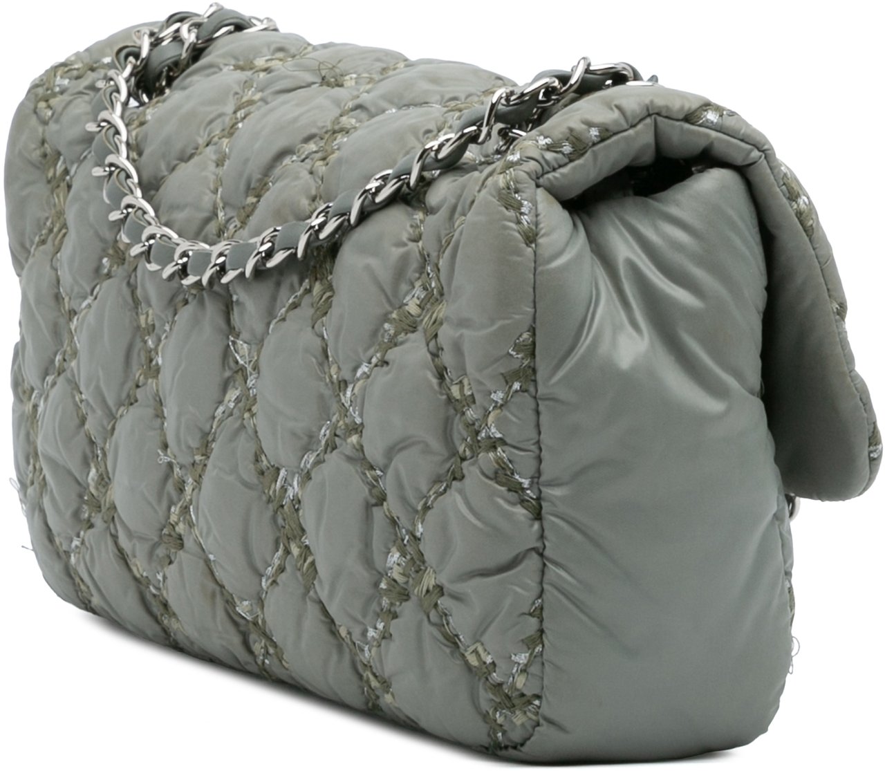 Chanel Paris-Byzance Nylon Tweed On Stitch Bubble Accordion Flap Grijs