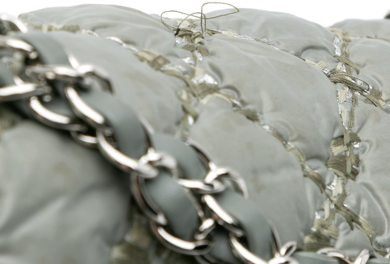 Chanel Paris-Byzance Nylon Tweed On Stitch Bubble Accordion Flap Grijs