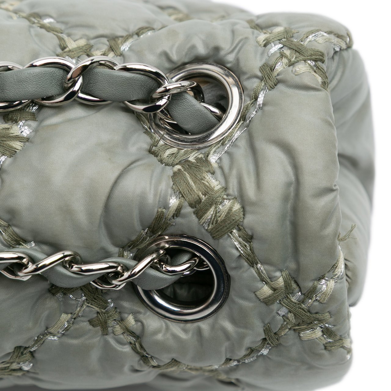 Chanel Paris-Byzance Nylon Tweed On Stitch Bubble Accordion Flap Grijs