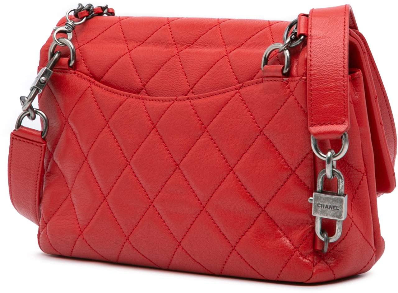 Chanel Small Quilted Goatskin Double Carry Waist Chain Flap Rood