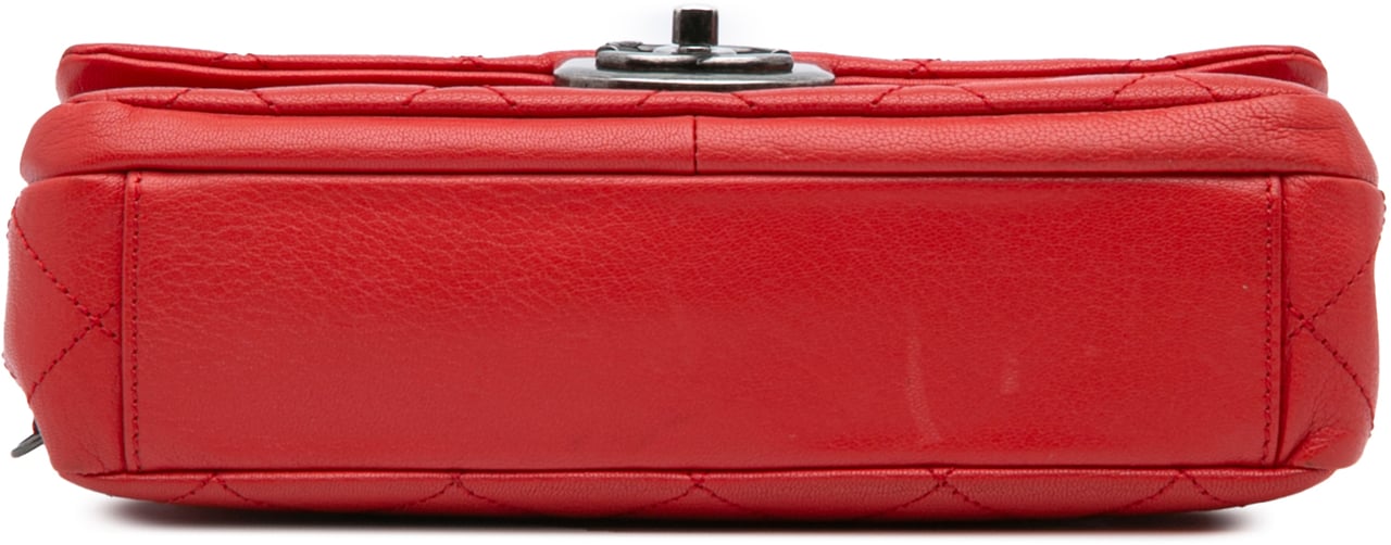 Chanel Small Quilted Goatskin Double Carry Waist Chain Flap Rood