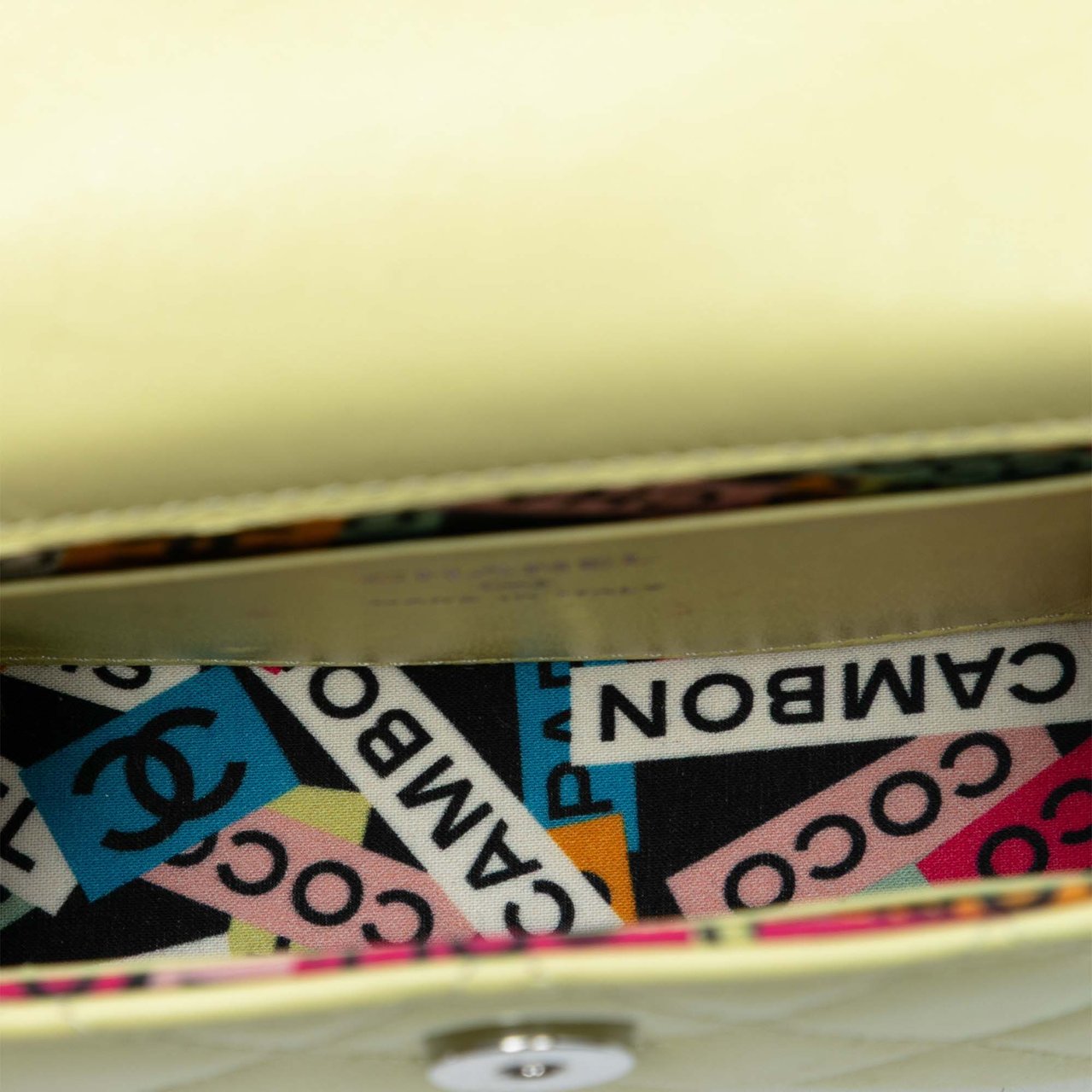 Chanel Mini Quilted Lambskin Chain Top Handle Bag Geel