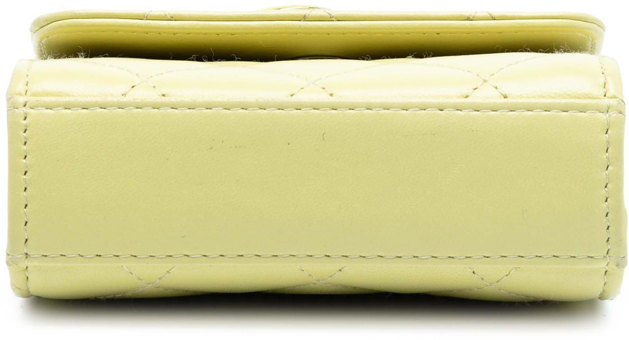 Chanel Mini Quilted Lambskin Chain Top Handle Bag Geel