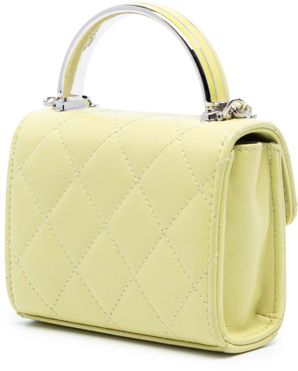 Chanel Mini Quilted Lambskin Chain Top Handle Bag Geel
