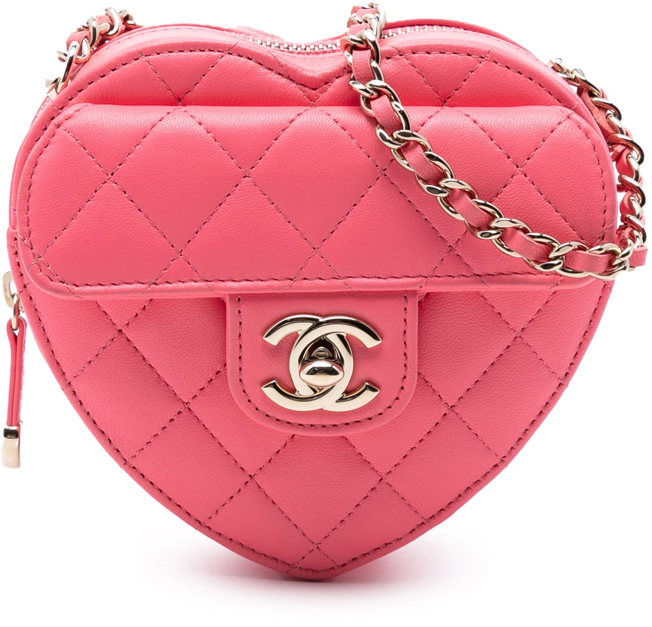 Chanel Mini Lambskin CC in Love Heart Crossbody Roze