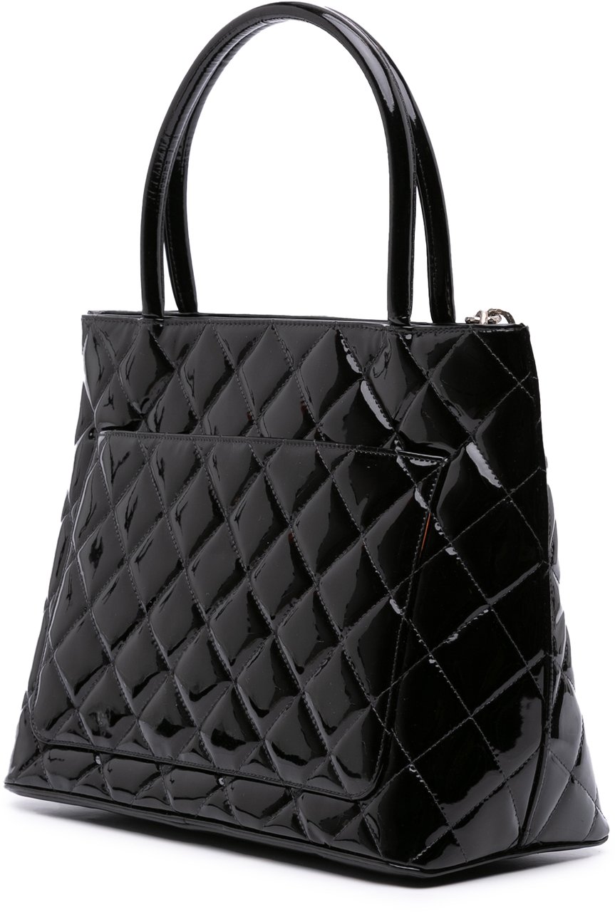 Chanel Patent Medallion Tote Zwart