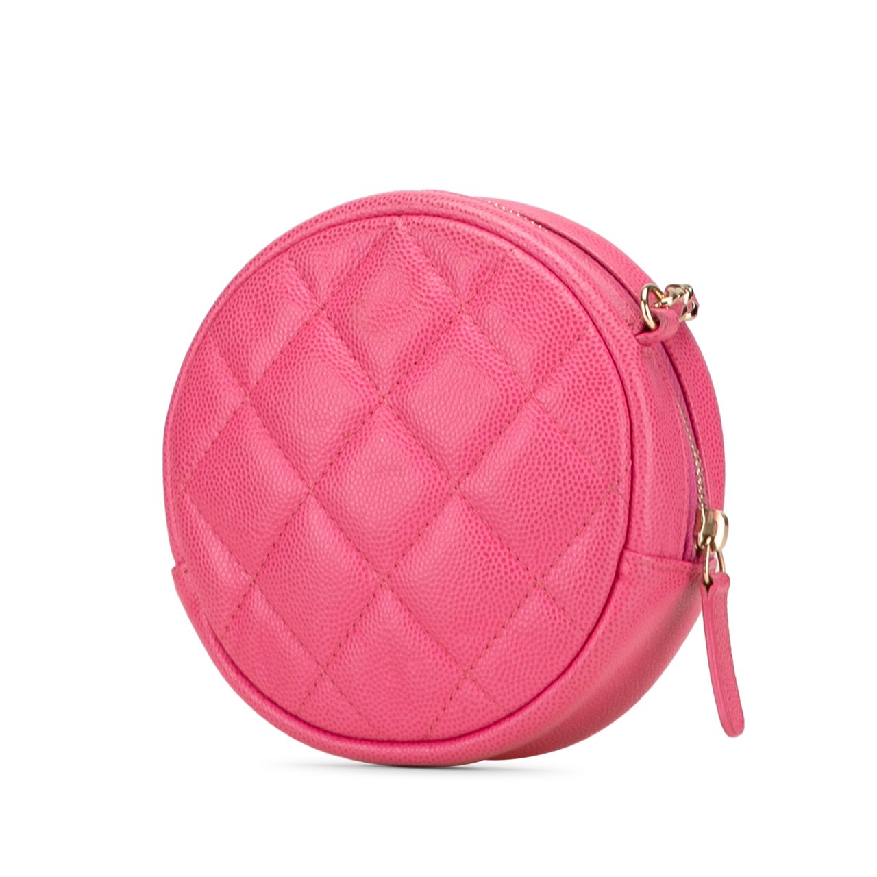Chanel CC Quilted Caviar Round Clutch With Chain Roze