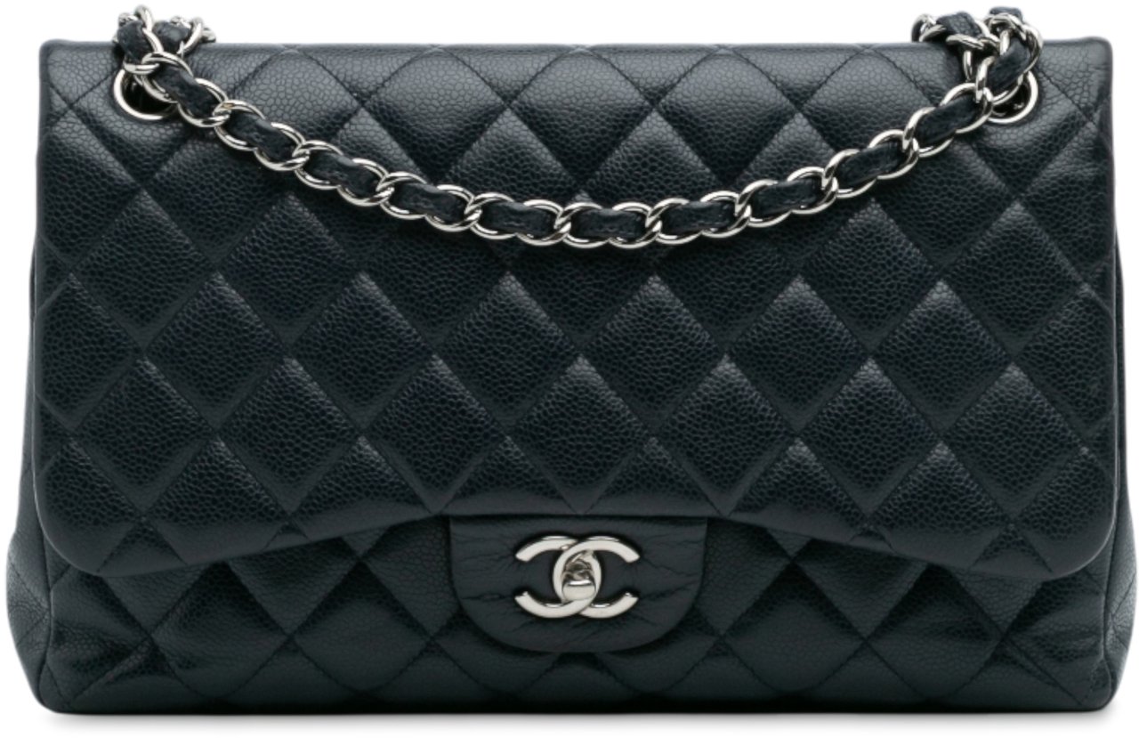 Chanel Jumbo Classic Caviar Double Flap Blauw