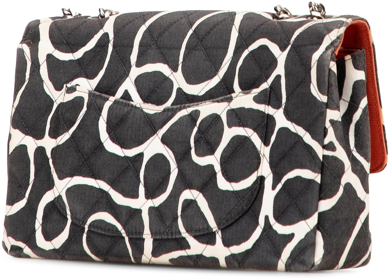Chanel Medium CC Quilted Printed Canvas Single Flap Zwart