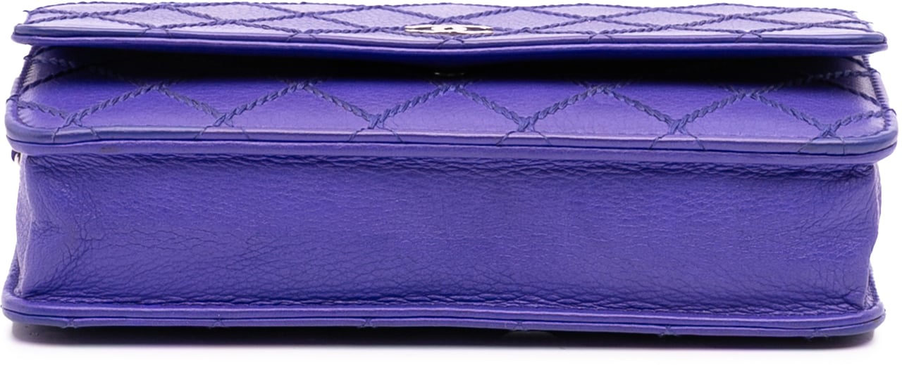 Chanel CC Quilted Calfskin Fancy Wallet On Chain Blauw