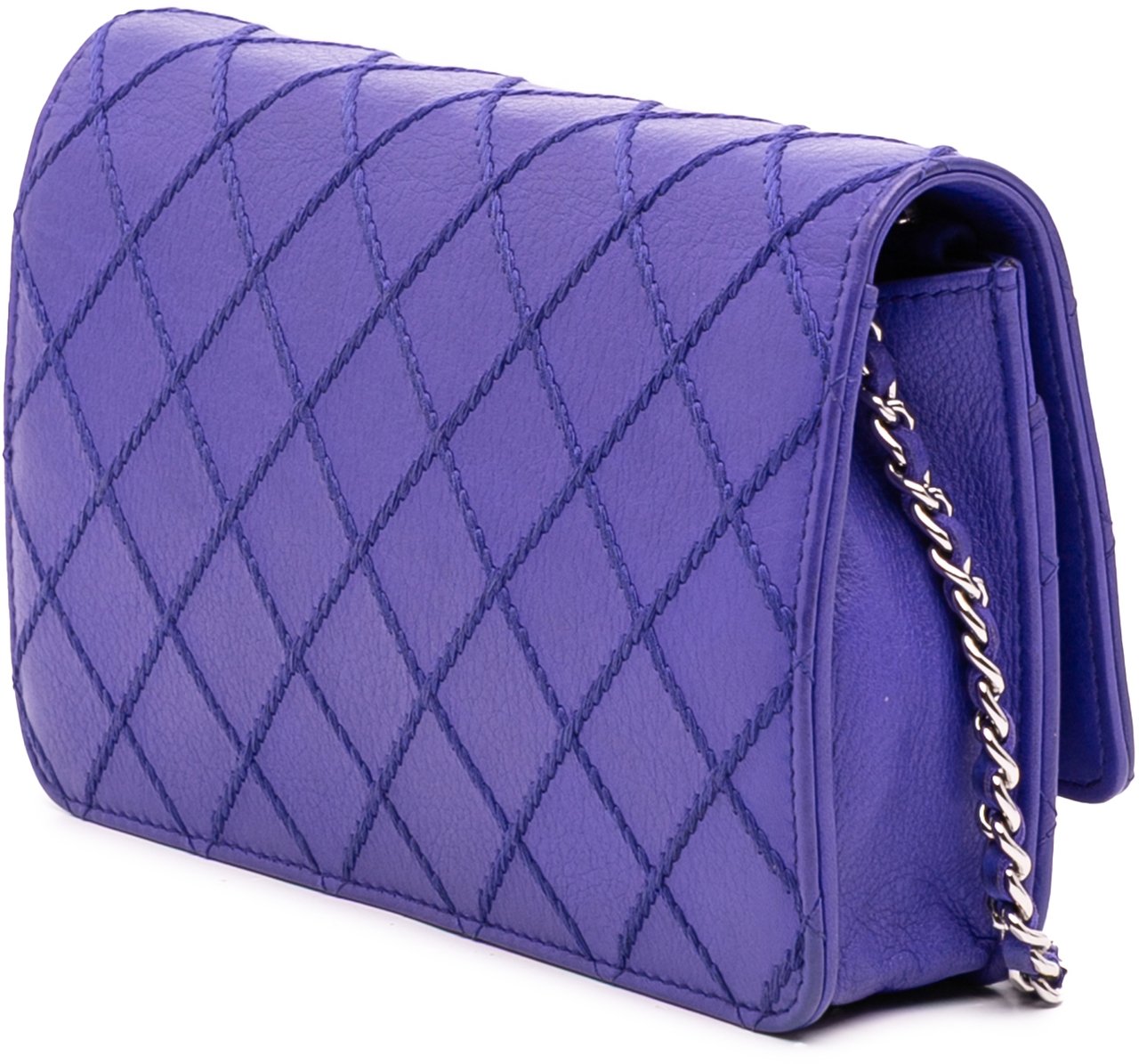 Chanel CC Quilted Calfskin Fancy Wallet On Chain Blauw