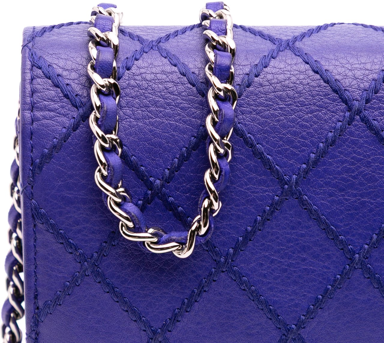 Chanel CC Quilted Calfskin Fancy Wallet On Chain Blauw