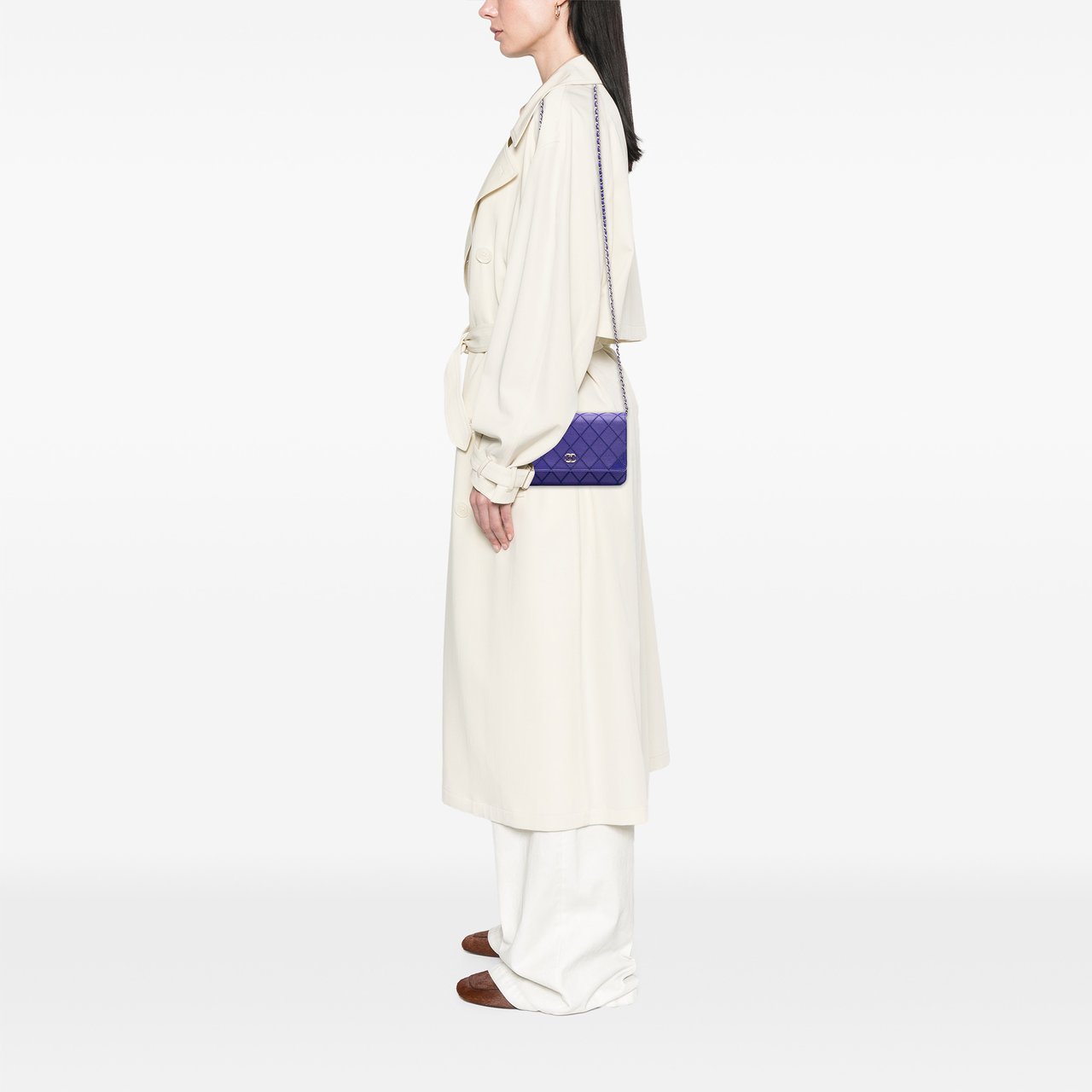 Chanel CC Quilted Calfskin Fancy Wallet On Chain Blauw