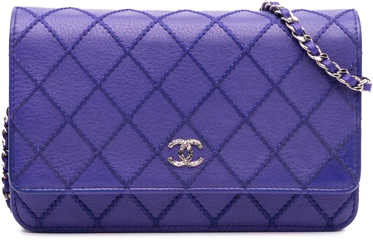 Chanel CC Quilted Calfskin Fancy Wallet On Chain Blauw