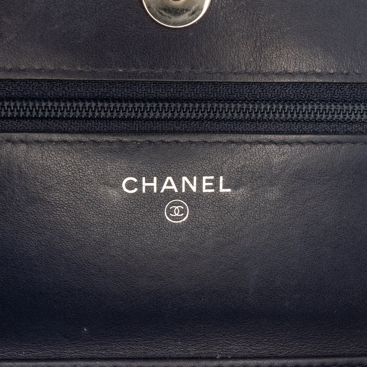 Chanel CC Square Stitched Calfskin Wallet on Chain Blauw