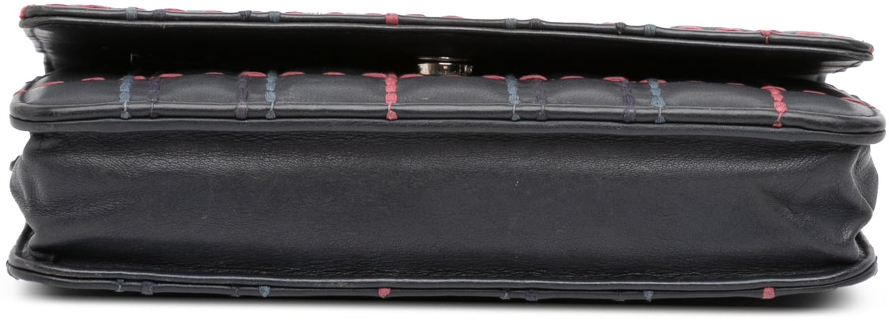 Chanel CC Square Stitched Calfskin Wallet on Chain Blauw