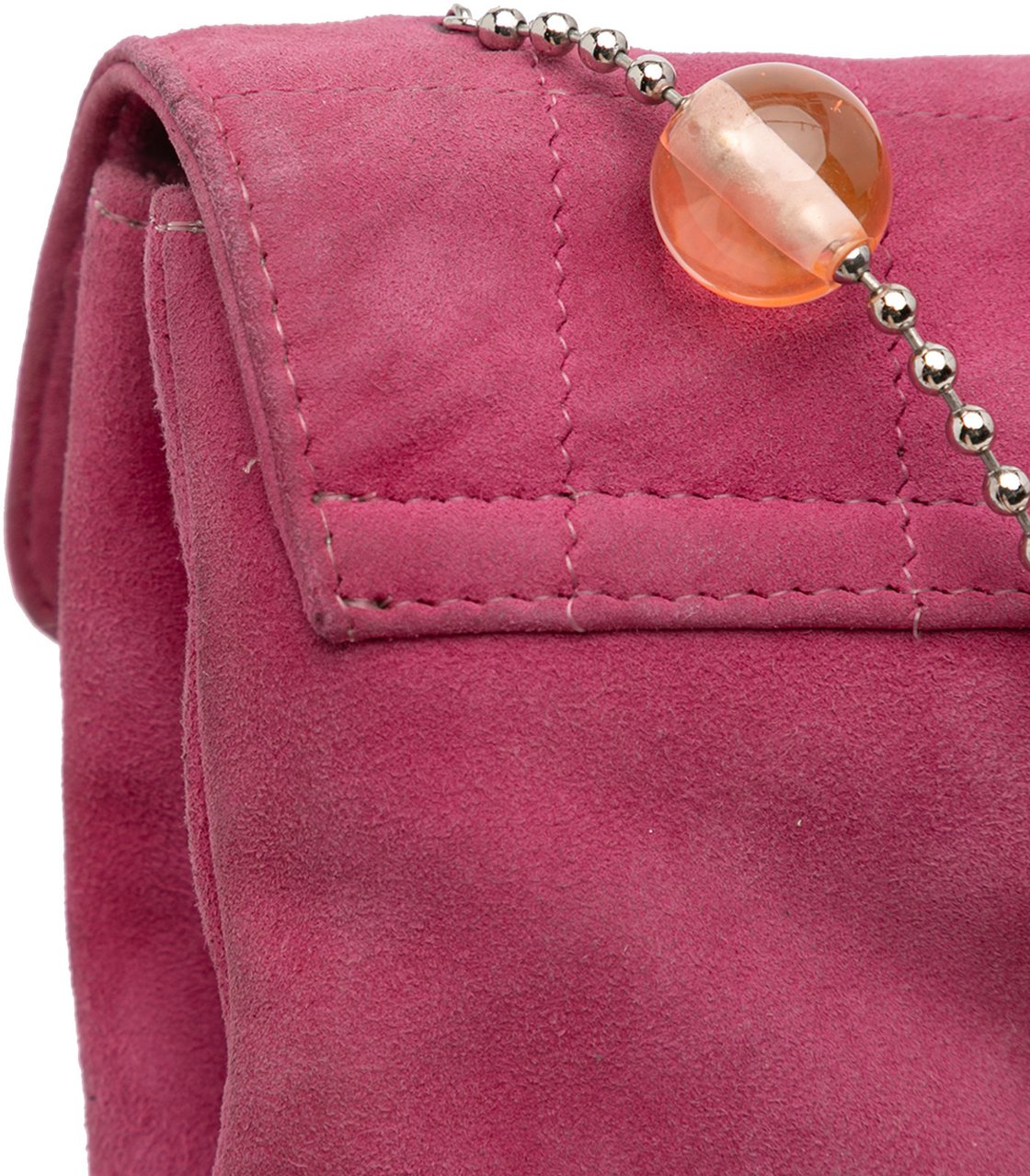 Chanel CC Choco Bar Suede Beaded Chain Flap Roze
