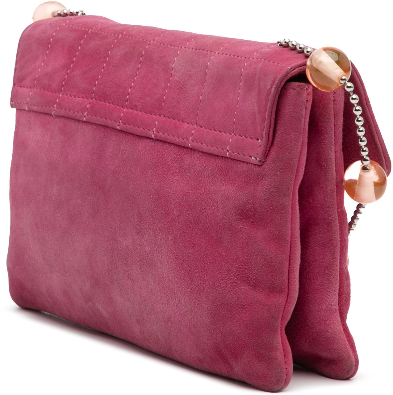 Chanel CC Choco Bar Suede Beaded Chain Flap Roze