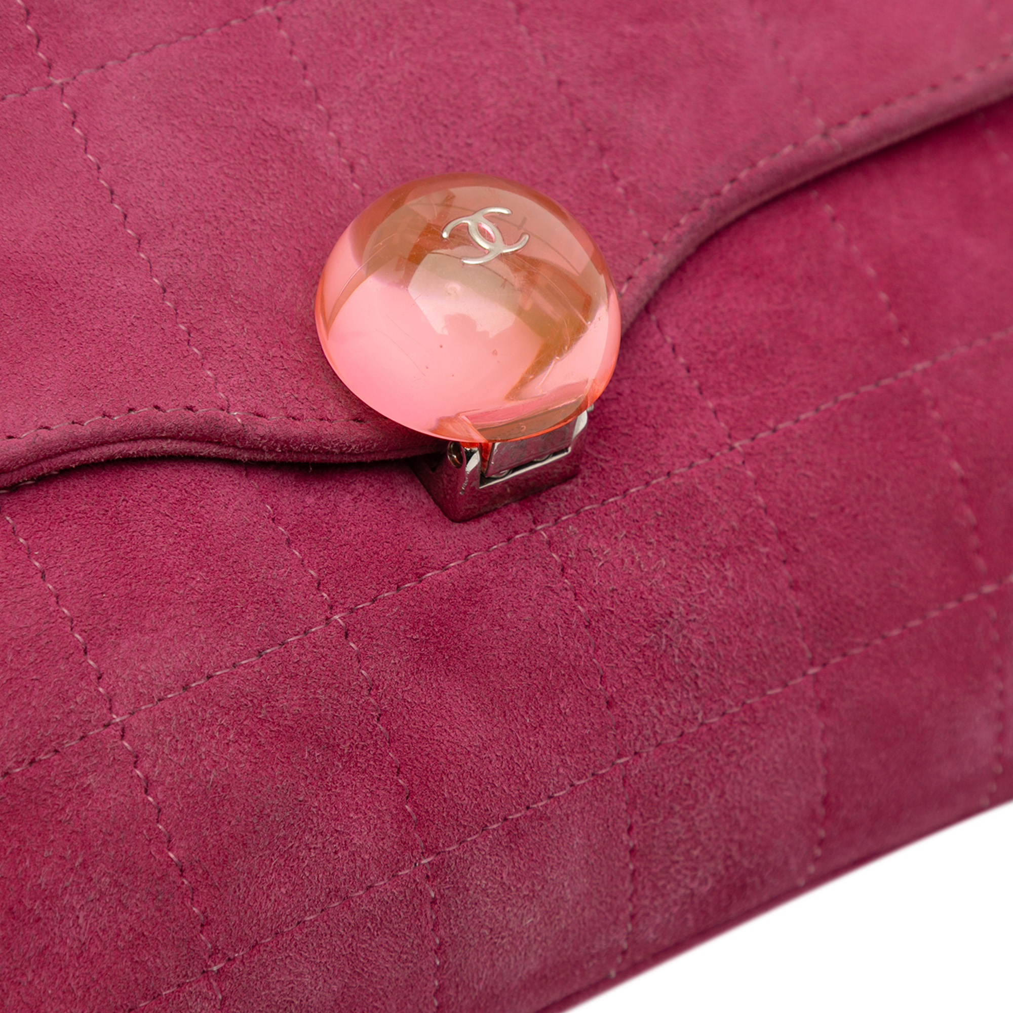 Chanel CC Choco Bar Suede Beaded Chain Flap Roze