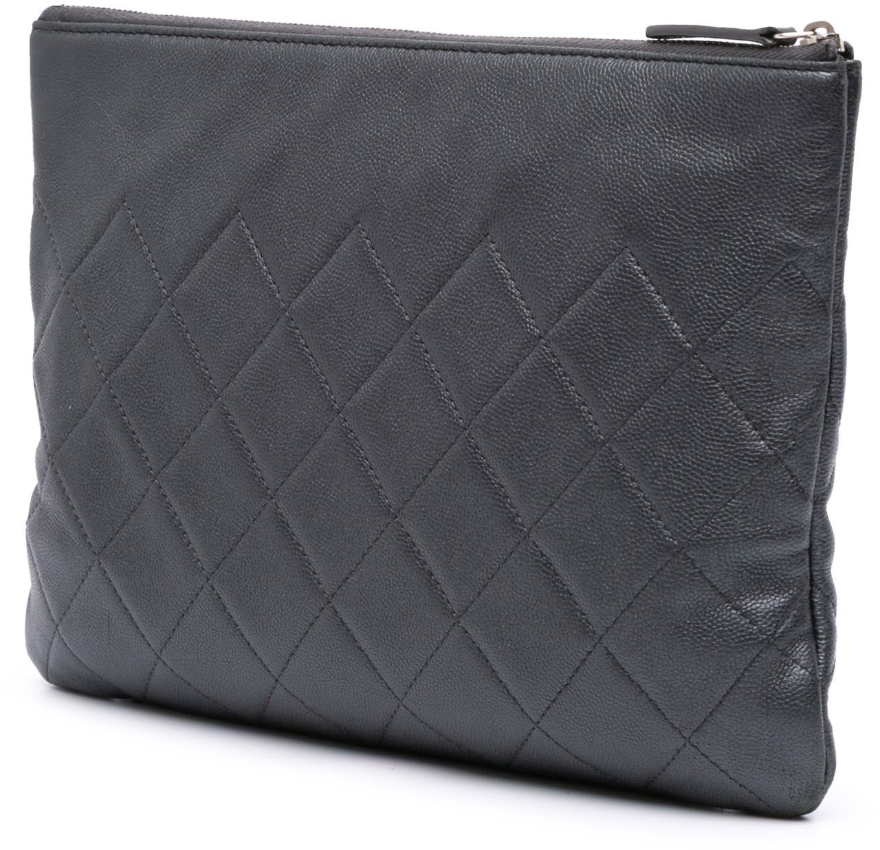 Chanel Medium CC Quilted Caviar O Case Clutch Zwart
