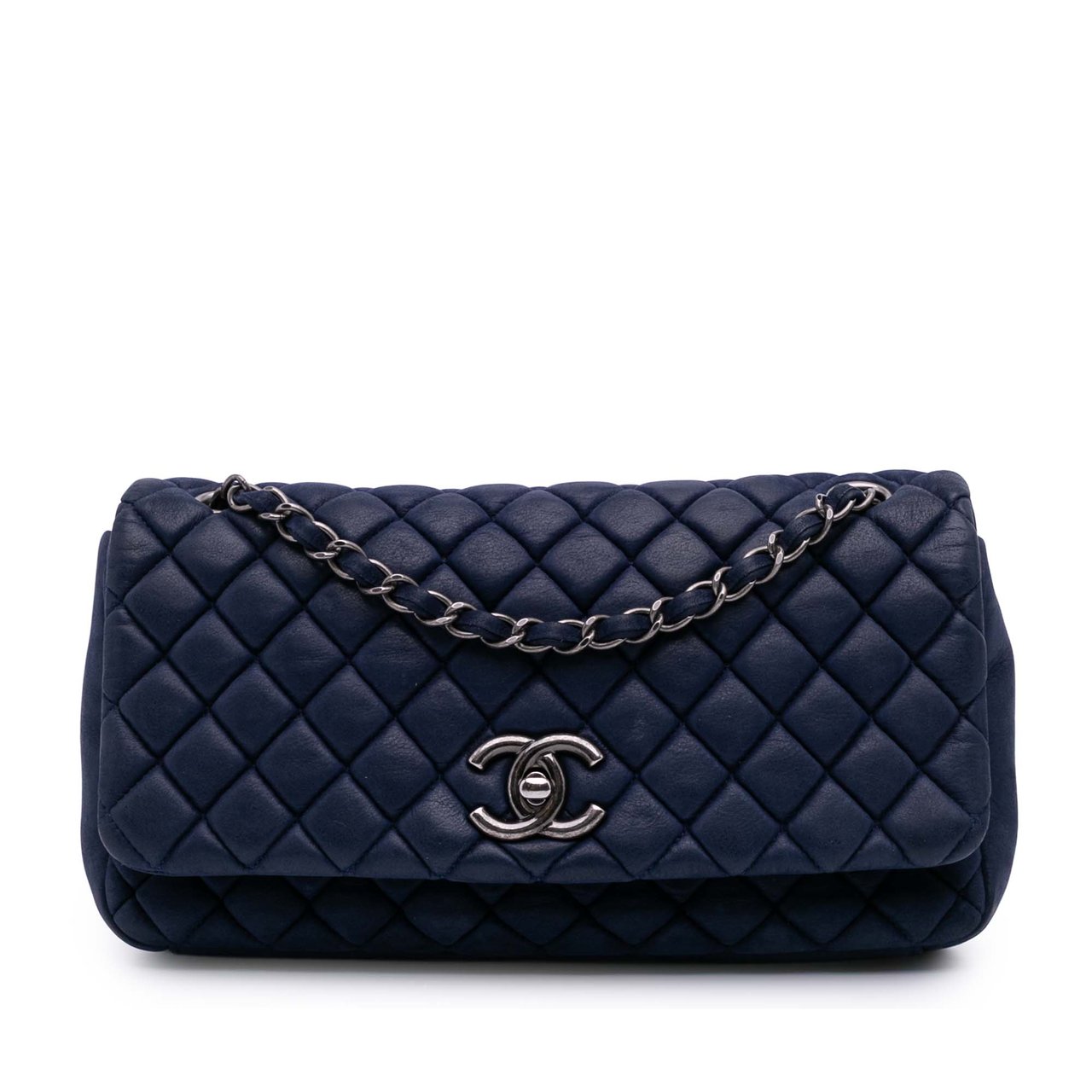 Chanel Large Calfskin New Bubble Flap Blauw