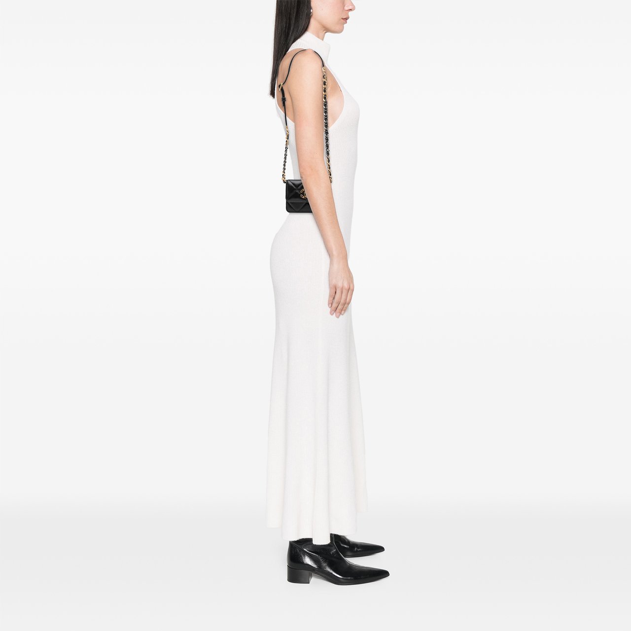 Chanel Quilted Lambskin 19 Flap Coin Purse With Chain Zwart