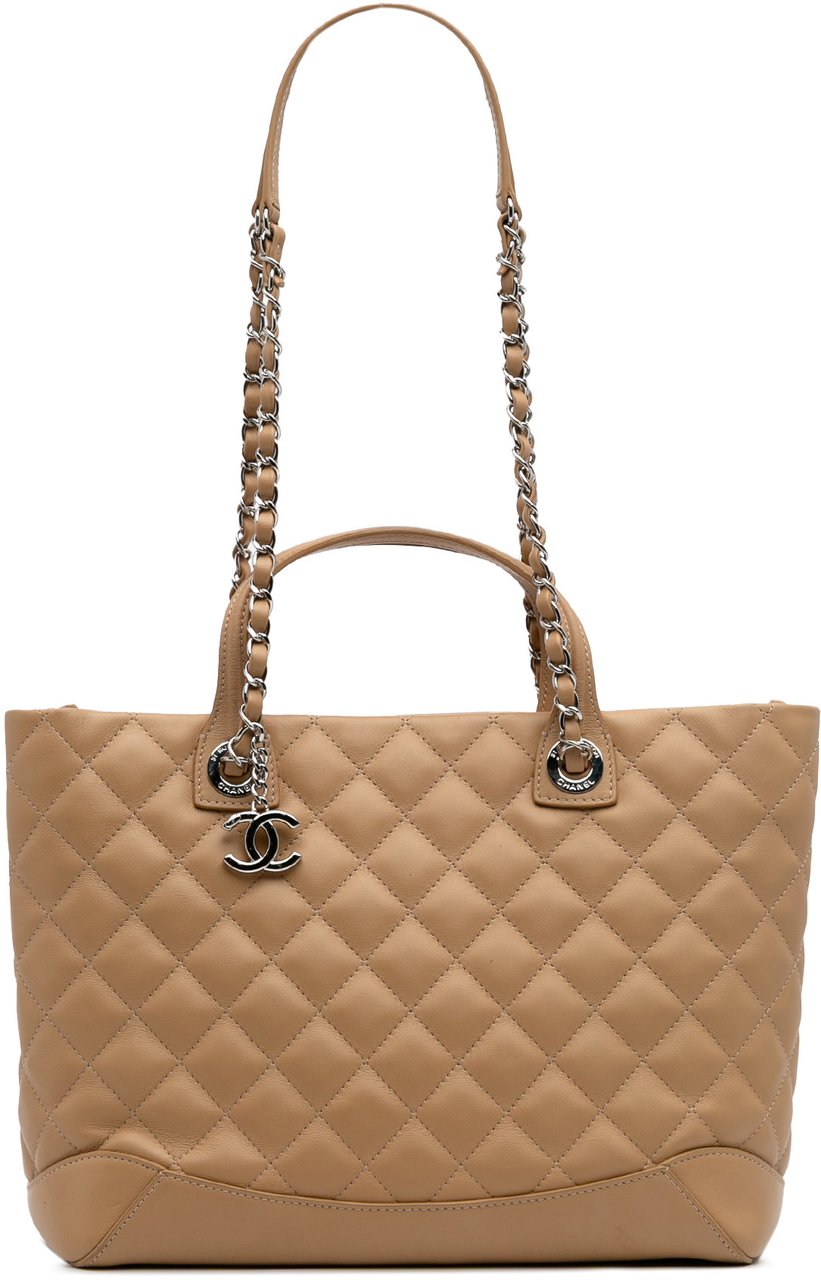 Chanel Small Quilted Calfskin Easy Shopping Tote Bruin