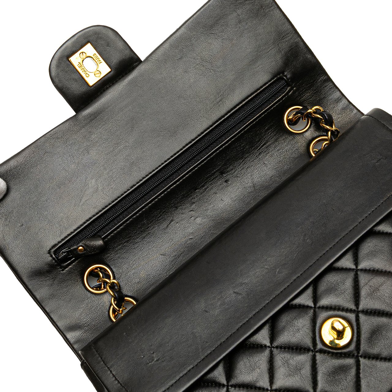 Chanel Medium Classic Lambskin Double Flap Zwart