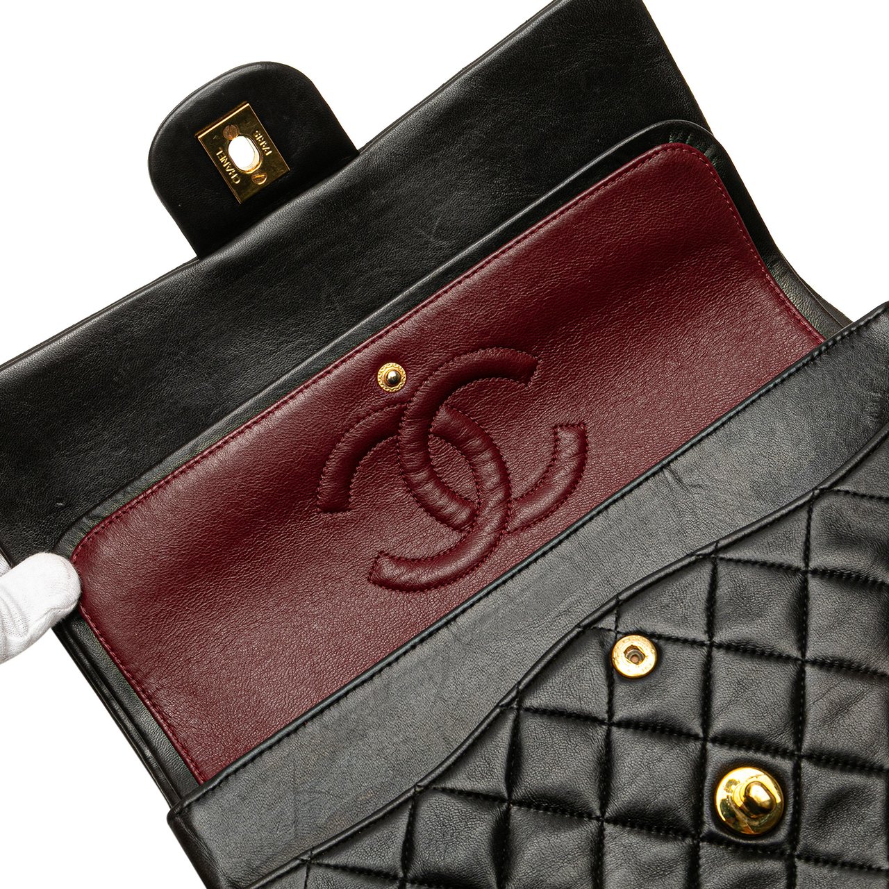 Chanel Medium Classic Lambskin Double Flap Zwart